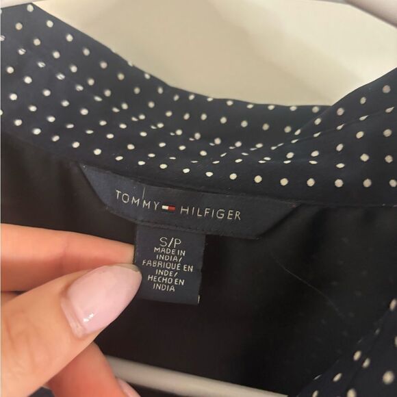 Tommy Hilfiger Women's Navy Polka Dot Collared Button Front Shirt Dress size s - Picture 2 of 3